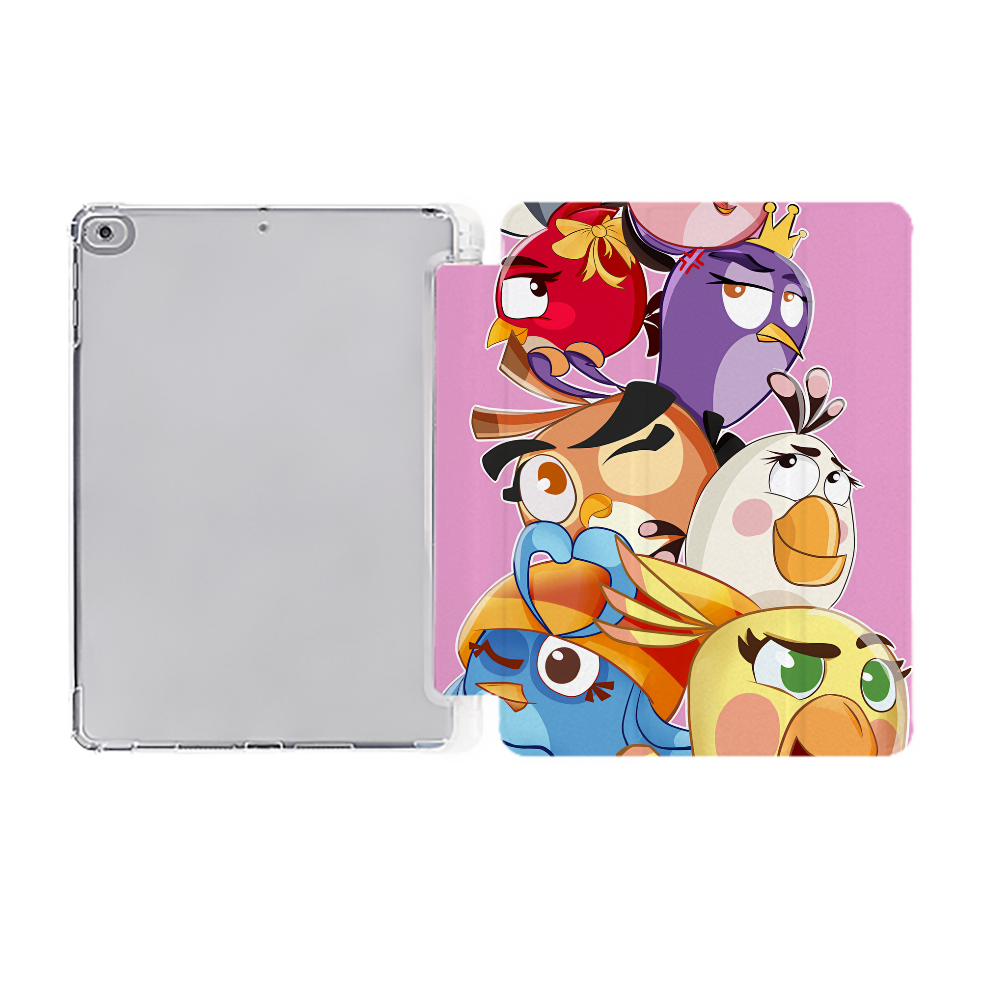 （画像用） Angry Birds アングリーバード IPad ケース ペン収納付き 三つ折りスタンド PUレザー×シリコン 対応機種9.5/10.5/10.9インチ